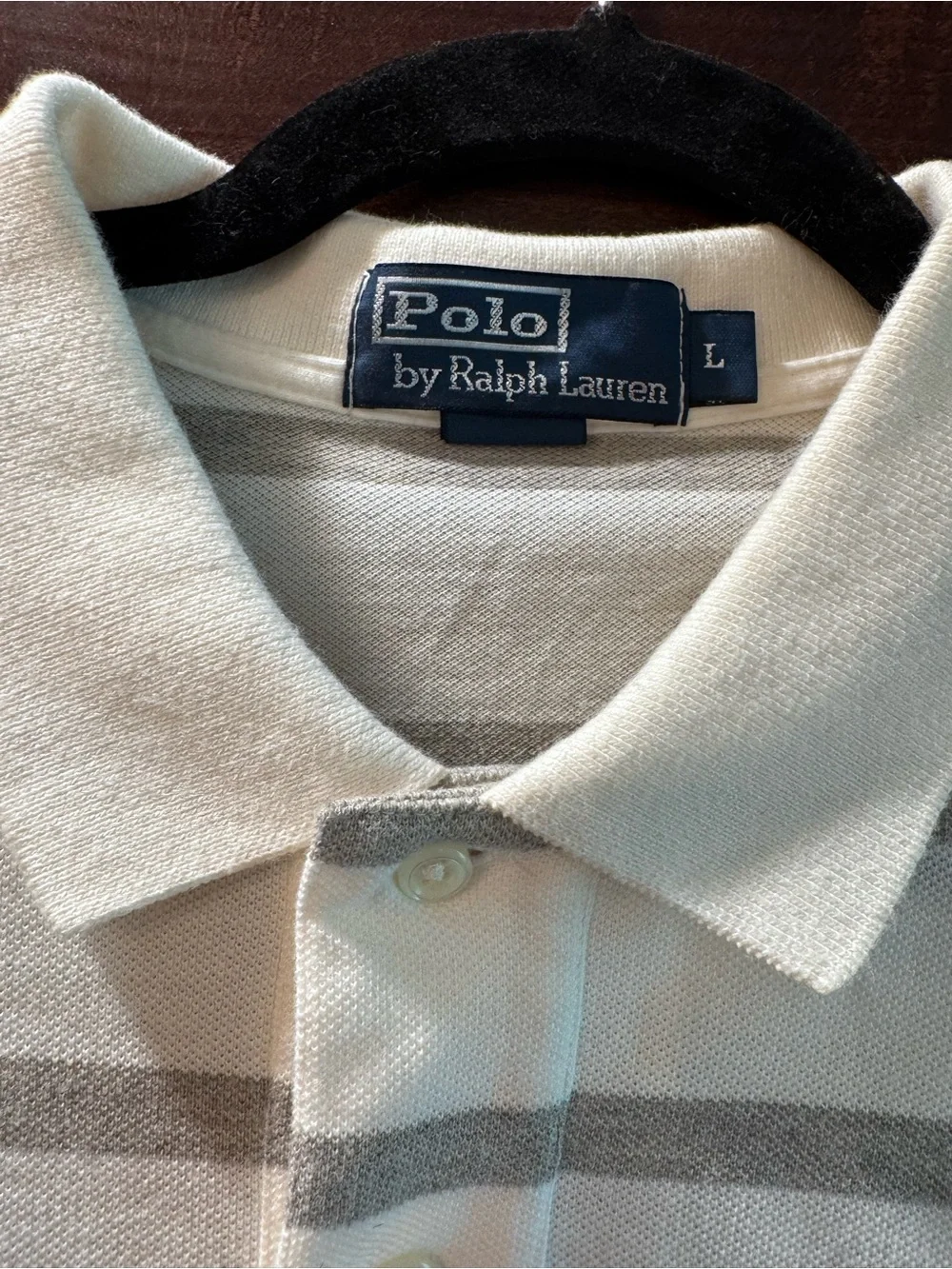 Polo by Ralph Lauren Men’s White and Light Gray Striped Polo